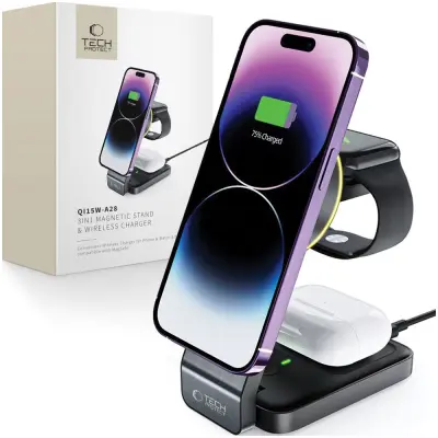 TECH-PROTECT QI15W-A28 3V1 MAGNETNI ZA POLNILEC ZA TELEFON MAGSAFE