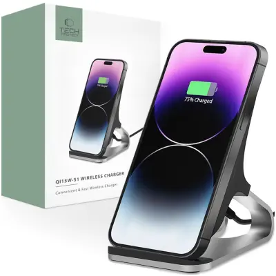 TECH-PROTECT QI15W-S1 BREZŽIČNI POLNILEC 15W ZA TELEFON ČRN