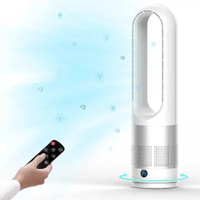 Prenosni Tihi Ventilator Brez Lopatic Z Zaslonom Led Za Spalnico V Domači Pisarni