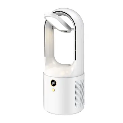 Namizni Ventilator Z Nočno Lučko Brez Rezil Usb, Stoječi Pisarniški Ventilator Za Ponovno Polnjenje
