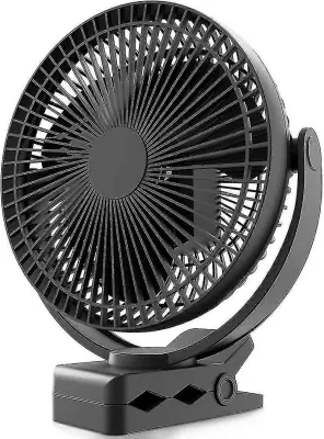 Polnilna, 8-Palčni Baterijski Ventilator S Priponko, Usb Ventilator, 4 Hitrosti, Močan Pretok Zraka, Močna Sponka