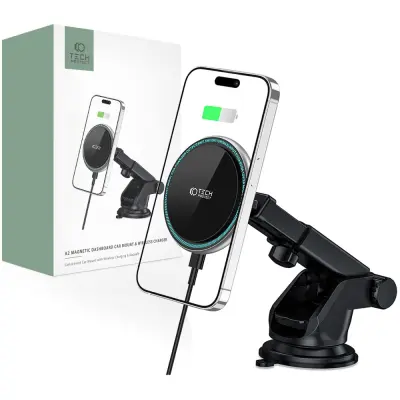 TECH-PROTECT A2 MAGNETNI ZA MAGSAFE AVTO NOSILEC BREZŽIČNI POLNILEC 15W ČRN