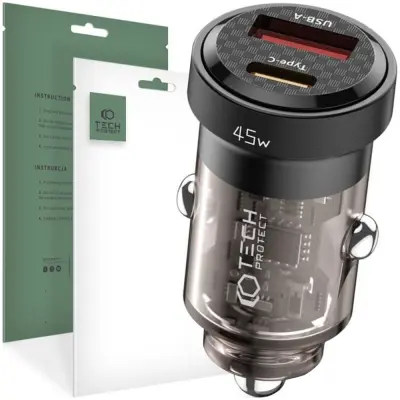 TECH-PROTECT CC45W 2-PORTNI AVTOPOLNILEC PD45W/QC3.0 ZA TELEFONE