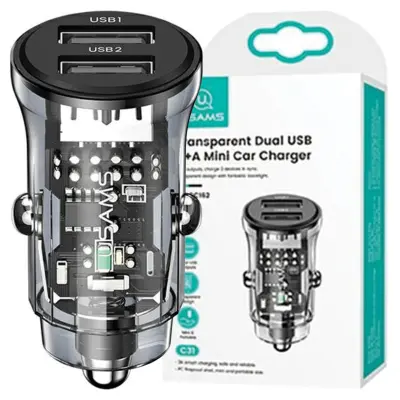 USAMS 3A 2XUSB-A HITRI POLNILEC ZA TELEFONE, ČRN