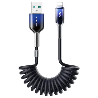 JOYROOM SPIRALNI KABEL S-A43 CRYSTAL-CLEAR USB-A ZA LIGHTNING 1,5M ČRN