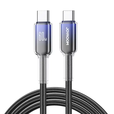 JOYROOM KABEL USB-C NA USB-C 60W 1,2M CRYSTAL-CLEAR SERIJE ČRN