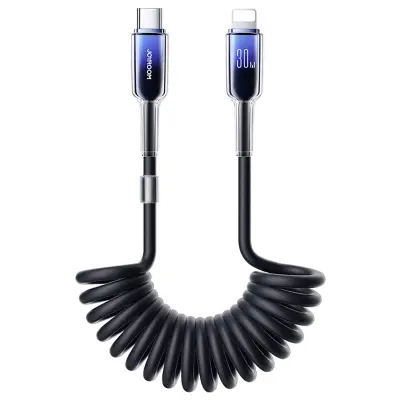 JOYROOM SPIRALNI KABEL USB-C ZA LIGHTNING 1,5M ZA TELEFONE 30W ČRN