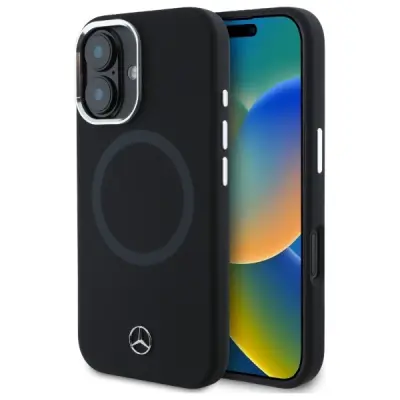 MERCEDES TRDI ETUI SILIKONSKI TONAL LOGO ZA MAGSAFE ZA IPHONE 16 6.1 ČRN