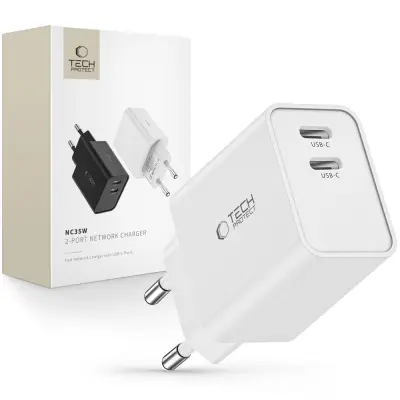 TECH-PROTECT C35W 2-PORTNI OMREŽNI POLNILEC PD35W POLNILEC BEL