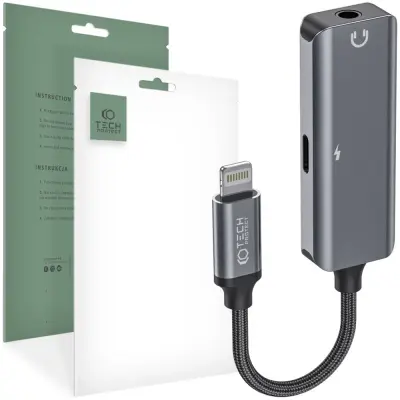 TECH-PROTECT ADAPTER ZA LIGHTNING ZA MINI JACK 3,5MM & ZA LIGHTNING BLACK