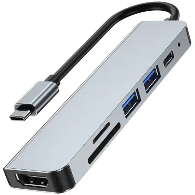 TECH-PROTECT V4-HUB ADAPTER 6V1 SIV ZA PRENOSNIK, PC, MAC, USB 3.0 HUB