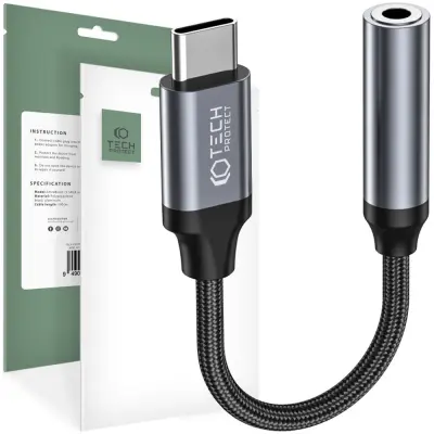 TECH-PROTECT ULTRABOOST ADAPTER TIP-C ZA MINI JACK 3,5 MM ČRN