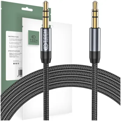 TECH-PROTECT ULTRABOOST AUX MINI JACK 3,5MM KABEL 150CM ČRN