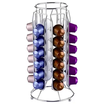 Cheffinger, Dozator za 36 kapsul Nespresso Elanco Tower v kovini, Srebrna