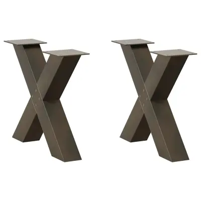 vidaXL Noge za klubsko mizico v obliki črke X, 2 kosa, naravno jeklo, 50 x (42-43) cm, jeklo