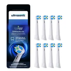 Ultrasonic glava ščetke za Oral-B iO Gentle Clean serijo, 8 kos, beli nastavki