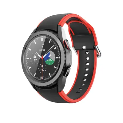Dvo-barvni silikonski pašček za uro Samsung Watch 4/5 - Črno/rdeč - 20 mm