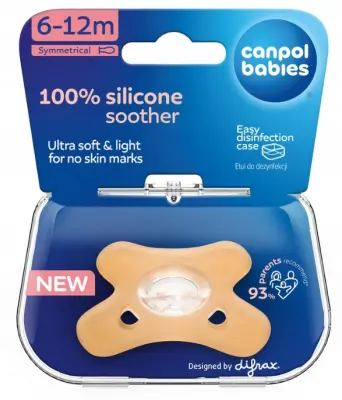 Canpol Silikonski simetrični cucek, za starost 6-12 mesecev, Orange