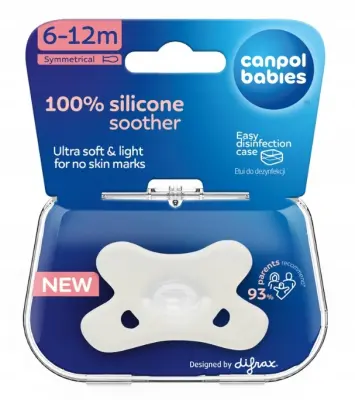 Canpol Silikonska Cucla, Simetrična 6-12m 24/002 Bela