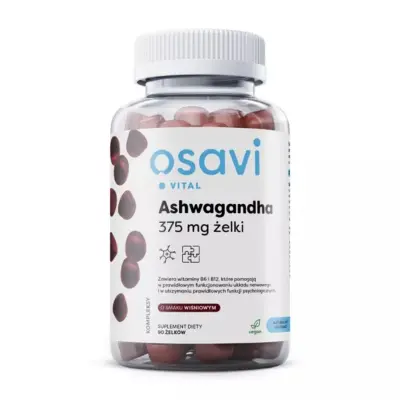 Osavi Ashwagandha Gumi Bonboni Višnjeva Aroma 375mg, 90 Kos