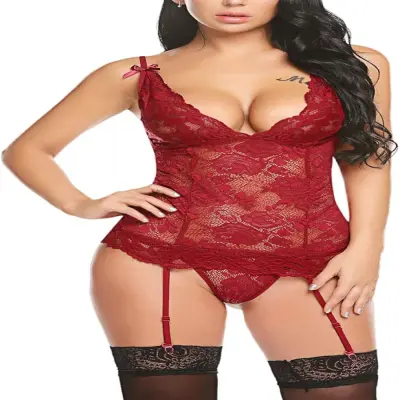 Čipkasti bodi Teddy – spodnje perilo Babydoll s pasom za podvezice
