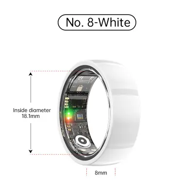 Smart Ring R1000 - spremljanje spanja Bluetooth 5.2 sledilnik kisika v krvi White 8
