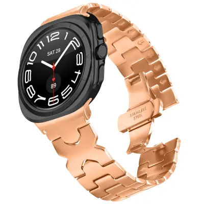 Eleganten pas iz nerjavečega jekla za Samsung Watch7 47mm Ultra PinkGold