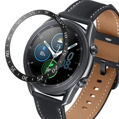 Črno-beli okvir za 45 mm Galaxy Watch 3 - nerjaveče jeklo