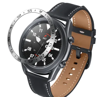 Srebrn okvir za 45 mm Galaxy Watch3 - Črn napis