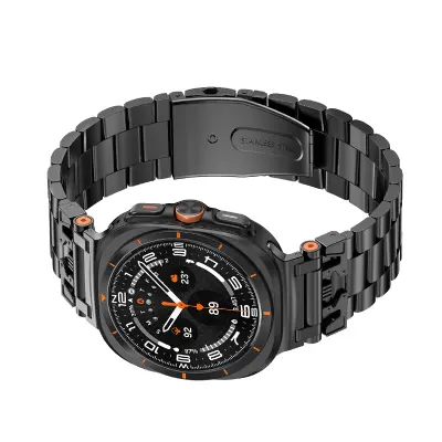 Črn pašček za uro iz nerjavečega jekla za Samsung Galaxy Watch 7 Ultra