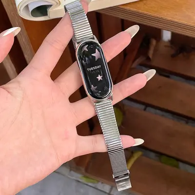 Eleganten pašček za uro z zaponko za Xiaomi Band 8/9 Silver