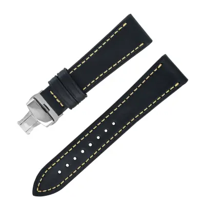 Pas za uro z metuljčkom in zaponko z dvojnim gumbom Black 24 mm