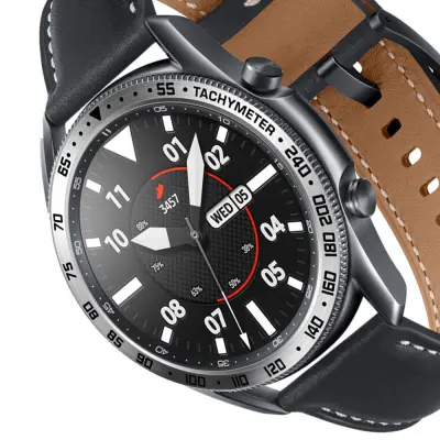 Srebrn okvir za 45 mm Galaxy Watch 3 - Črn napis
