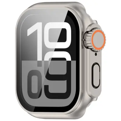 Zaščitni ovitek za Apple Watch - trda plastika in kaljeno steklo Silver 41 mm