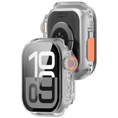 Zaščitni ovitek za Apple Watch - trda plastika in kaljeno steklo Transparent 46 mm