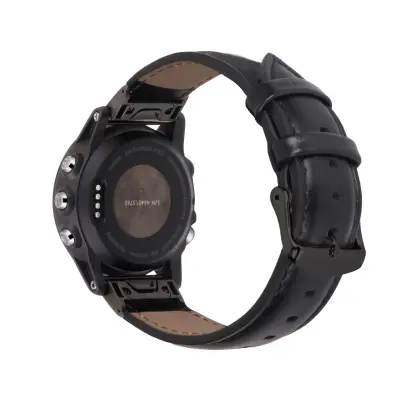 Pašček za uro iz pravega usnja za Garmin Fenix 7S/6S/5S - hitra sprostitev Black 26 mm