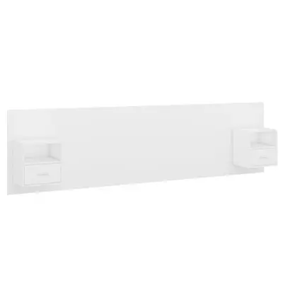 Posteljno vzglavje - Vzglavna omarica z omaricami bel konstruiran les