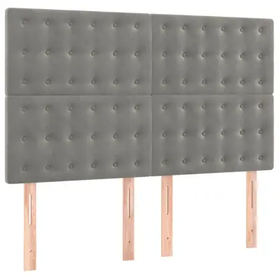 Posteljno vzglavje - Vzglavna omarica 4 kosa svetlo siv 72x5x78/88 cm žamet