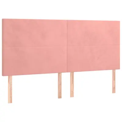 Posteljno vzglavje - Vzglavna omarica 4 kosa roza 80x5x78/88 cm žamet