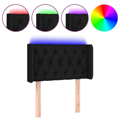 LED posteljno vzglavje - Vzglavna omarica črno 83x16x78/88 cm blago