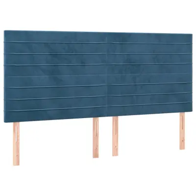 Posteljno vzglavje - Vzglavna omarica 4 kosa temno moder 100x5x78/88 cm žamet
