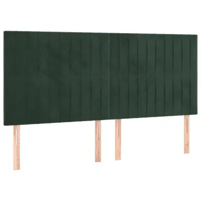 Posteljno vzglavje - Vzglavna omarica 4 kosa temno zelen 90x5x78/88 cm žamet