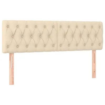 Posteljno vzglavje - Vzglavna omarica 2 kosa krem 72x7x78/88 cm blago