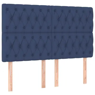 Posteljno vzglavje - Vzglavna omarica 4 kosa moder 72x7x78/88 cm blago