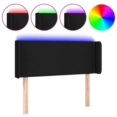 LED posteljno vzglavje - Vzglavna omarica črno 93x16x78/88 cm blago