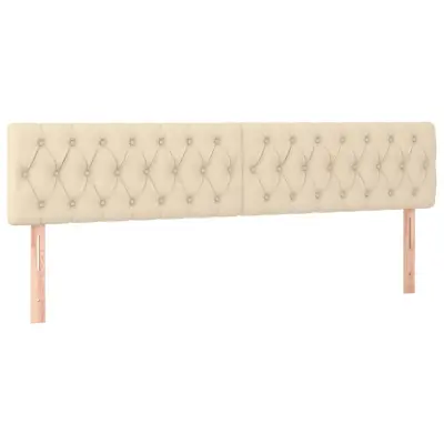 Posteljno vzglavje - Vzglavna omarica 2 kosa krem 100x7x78/88 cm blago