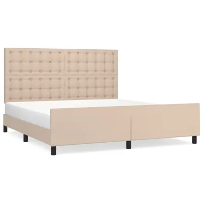 Posteljni Okvir - Dvoposteljna postelja z vzglavjem kapučino 160x200 cm umetno usnje
