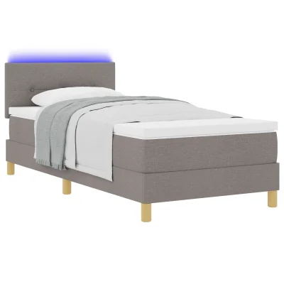 vidaXL Postelja Box Spring z Žimnico & LED Taupe 100x200 cm Tkanina