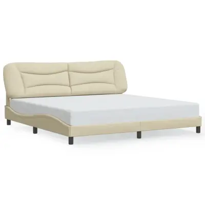 Posteljni Okvir - Dvoposteljna postelja brez vzmetnice krem 200x200 cm blago