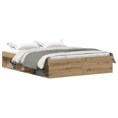 Posteljni Okvir - Dvoposteljna postelja brez vzmetnice artisian hrast 150x200 cm